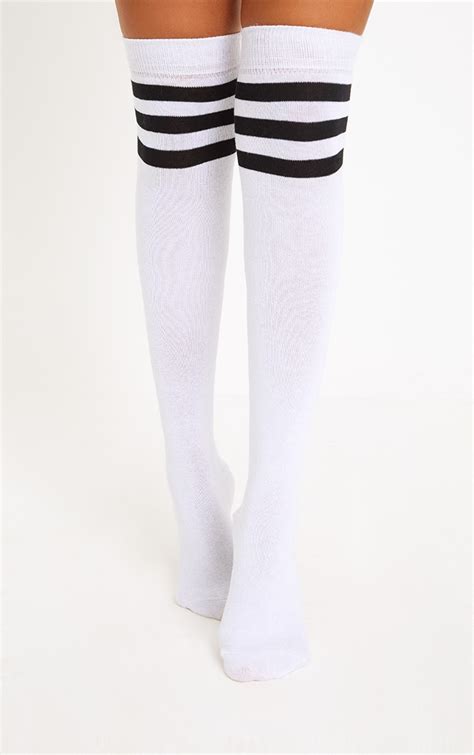 black white knee high socks|black striped knee high socks.